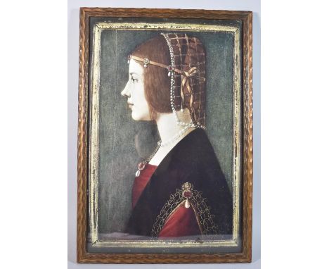A Framed Print of a Medieval Maiden, 50x33cm 