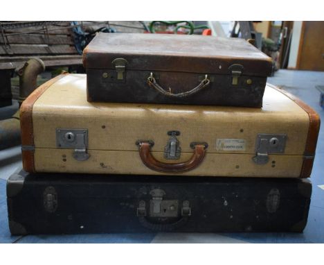 Three Vintage Suitcases, Largest 77cm wide 