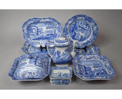 A Collection of Seven Pieces of Spode Italian Pattern China to Comprise Teapot, Lidded Tureen, Plates, Platters Etc together 