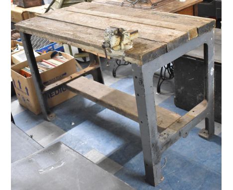 A Vintage Work Bench with Vice, 121cm wide 