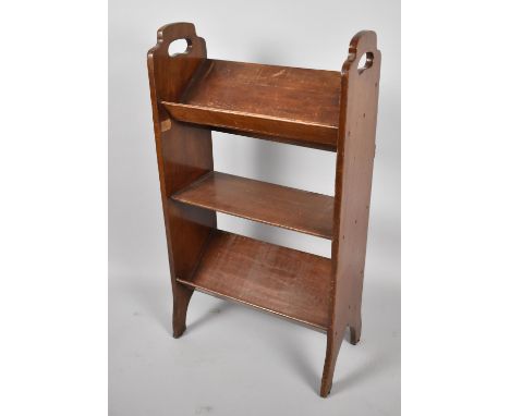 An Edwardian Mahogany Three Tier Book Tough with Central Shelf, Two Carrying Handles, 49cm wide