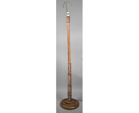 A Limed Standard Lamp on Circular Base, Requires New Light Fitting 