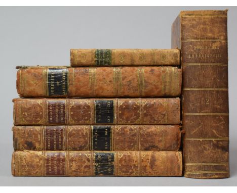 A Collection of Six 19th Century Leather Bond Books to Include Three Volumes of Chalmers's 1816 Edition The General Biographi