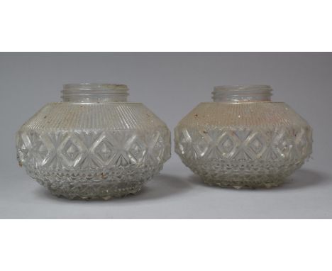 A Pair of Mid 20th Century Circular Glass Ceiling Light Shades, 23cm Diameter 