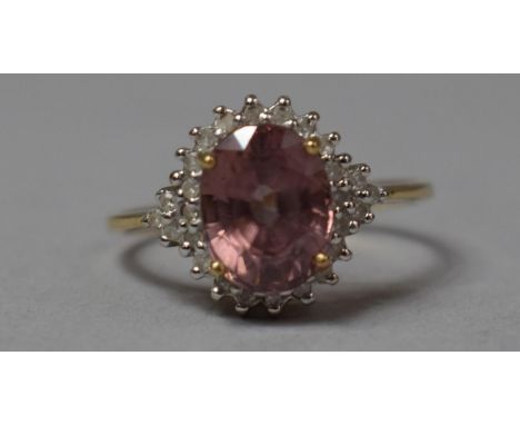 A 9ct Gold Mounted Diamond and Pink Sapphire Dress Ring, Size O 