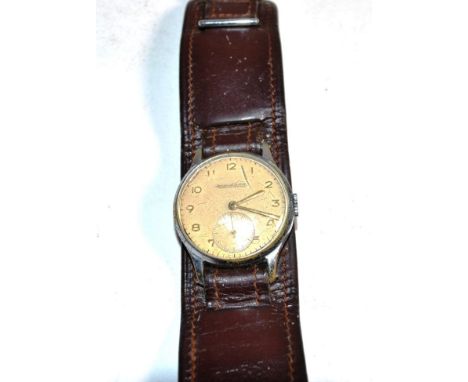 A chrome plated Jaeger LeCoultre wristwatch 