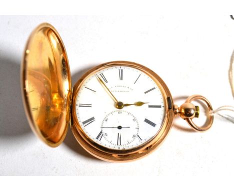 A gold plated full hunter pocket watch, signed M.I.Tobias &amp; Co, Liverpool, lever movement signed and numbered 37115, ''Li