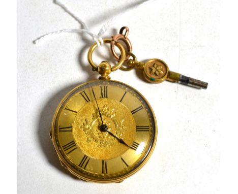 A lady's fob watch, with case stamped '18K'