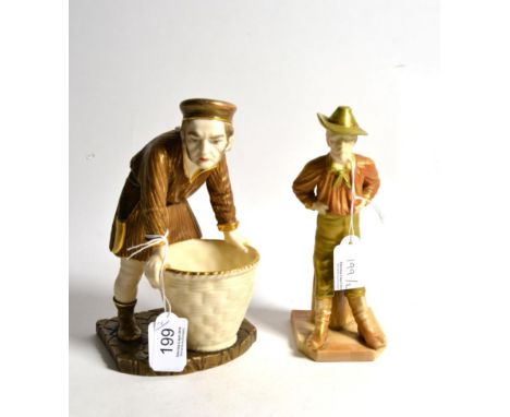 A Royal Worcester figure 'Yankee' together with a Royal Worcester figure of a dwarf carrying a basket (2)
