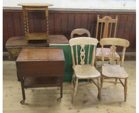A collection of furniture, to include chairs, card table, tables etc
