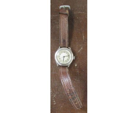 A vintage silver cased wrist watch,&nbsp;