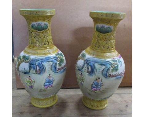 A pair of Chinese pottery vases