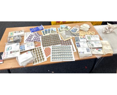 Selection of vintage stamps, silk cards and first day covers 
