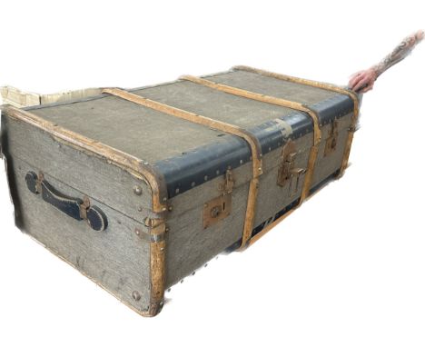 Vintage travel trunk, Height 13 inches, Width 36 inches, Depth 22 inches 