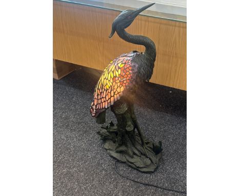 Large Tiffany style Heron lamp floor or table in working order overall height 80 cm 