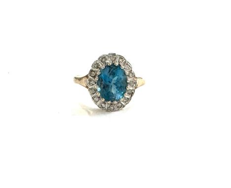 9ct gold diamond and stone set cluster ring 2.7 grams ring size m 