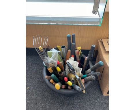 Selection of assorted tools includes rakes etc 