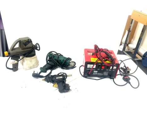Selection of electrical tools includes Battery charger, paint stripper, powercraft etc 