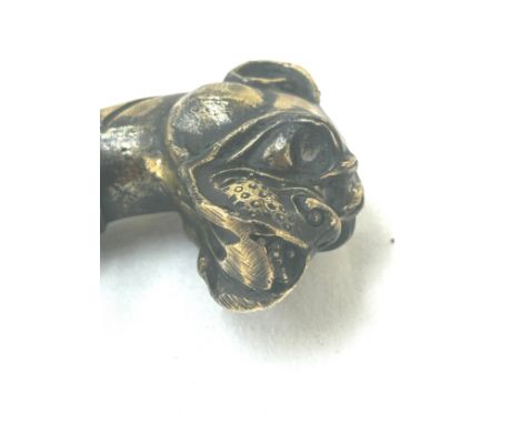 Brass topped bull dog walking stick 