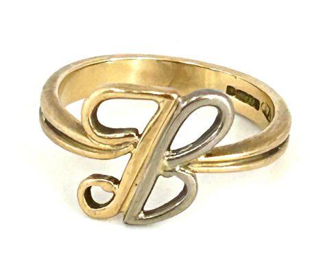 9ct gold ladies ring, total weight 3.8 grams, ring size P 