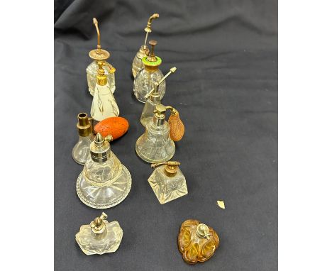 Selection of vintage glass perfume scent bottles 