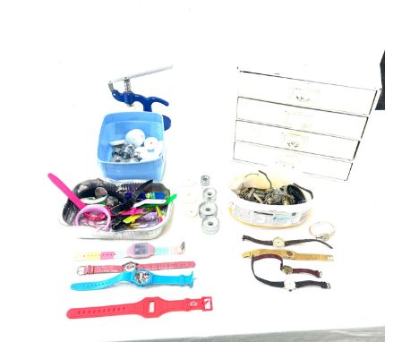 Selection of watch making tools, ladies, gents and children's watches, spares and repairs etc 