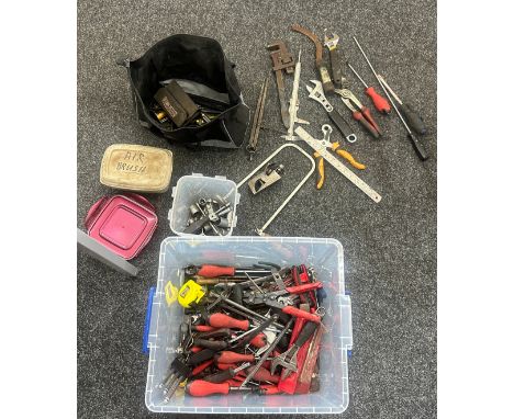 Selection of tools includes spanners screw drivers etc 