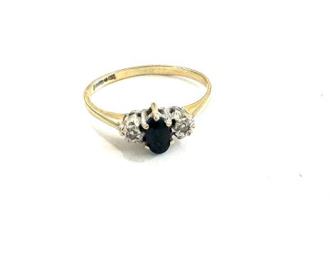 9ct gold diamond and sapphire set dress ring weight 1.8 grams l/m 