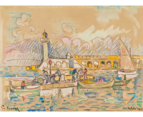 Paul Signac, AntibesAquarell und schwarze Kreide auf Büttenpapier. 21,7 x 29,2 cm. Unter Glas gerahmt. Unten links schwarz si