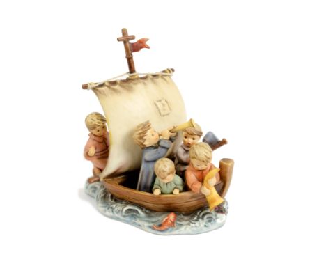 Two Hummel ceramic figure groups, comprising a limited edition 'Land in Sight', no. 20483/30000, 24.5 cm high; and 'Fanfare',