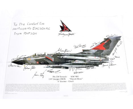 Three signed RAF aircraft posters, comprising two PA-200 Tornado signed by 154 SQN and Andover E.3 signed by 115 SQN Ground C