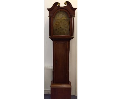 A late 18th Century mahogany cased longcase clock by James Thomas of Chester, arched brass dial with painted moon phase and i