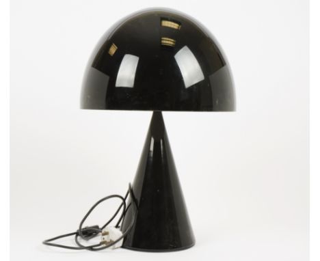 An iGuzzini 'Baobab' table lamp, two lights, black domed shade over tapering base, label to interior of shade, 54 cm high