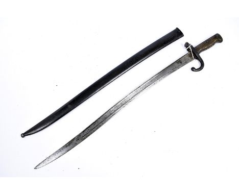 A French Yataghan bayonet, dated 1871, serial number worn, together with steel scabbard, having different serial number (2)