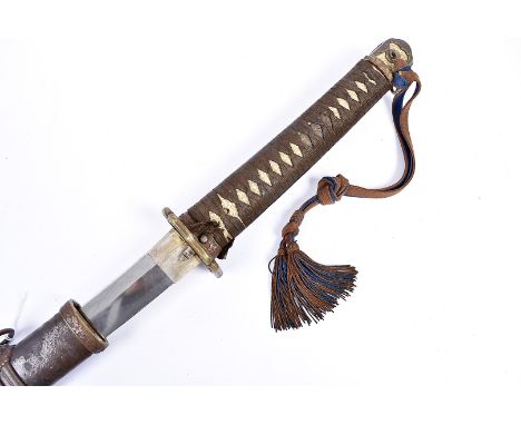 A WWII Japanese Officer's Shin Gunto, signed Kanemichi, dated 1943, with original scabbard and fittings, complete with origin