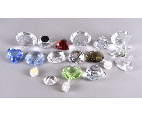 A collection of Swarovski crystal pendants, baubles etc, including models of hearts, shells and diamonds; together with a col