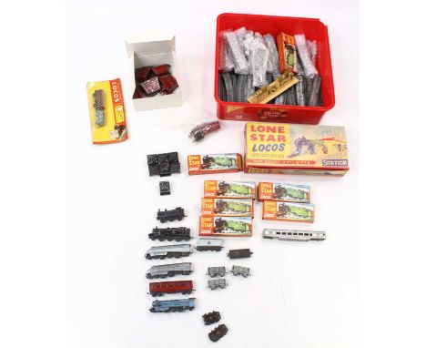 One box of Lone Star Treble'0'gauge (N gauge) mostly unboxed, to include a large quantity of track, five locos, a boxed stati