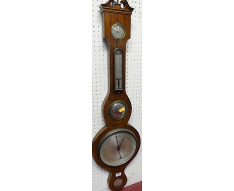 An early Victorian rosewood cased five-dial wheel barometer, h.95cm 