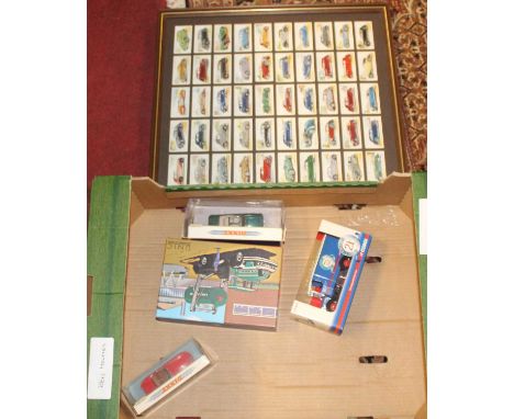 A tray of Corgi/Matchbox, Dinky collection, Norev boxed examples, to inc. Thorneycroft box van, 1968 Jag E-type MK and framed