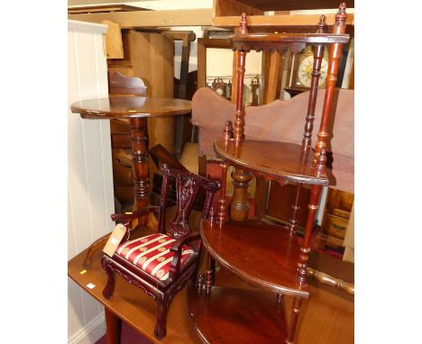 Occasional furniture to include; a 19th century mahogany circular tilt-top pedestal tripod table, raised on umbrella supports