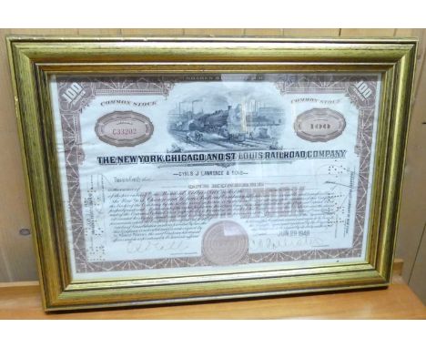 Various framed railway and railroad bonds, share certificates etc 