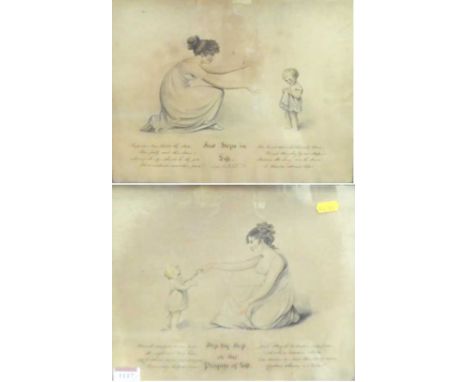 Mid-19th century English school - Pair; First steps in Life, and Step by Step on the progress of Life, watercolours, each 25 