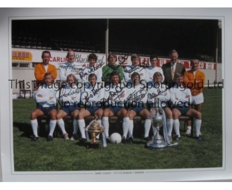 DERBY COUNTY     Autographed 16 x 12 photo-edition of the 1972 First Division winners posing with their trophy during a photo