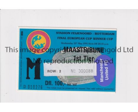 1991 ECWC FINAL    Ticket for Manchester United v Barcelona in Rotterdam.    Very good