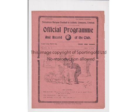 TOTTENHAM HOTSPUR        Programme for the home League match v Grimsby Town 17/4/1920     Generally good