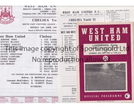 WEST HAM UNITED      Thirty four home programmes including 14 for minor Finals v Liverpool 63 YC, Chelsea 64 SJFC, 75 SECLC, 