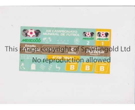 1986 WORLD CUP / HAND OF GOD MATCH / DIEGO MARADONA     Unused ticket for England v Argentina 22/6/1986, Quarter-Final at the