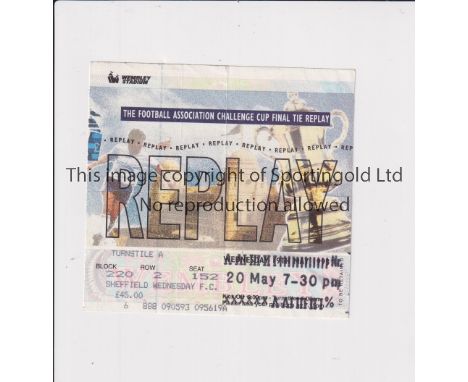 1993 FA CUP FINAL REPLAY      Ticket for Arsenal v Sheffield Wednesday 20/7/1993. Turnstile A Sheffield Wednesday issue.   Ge