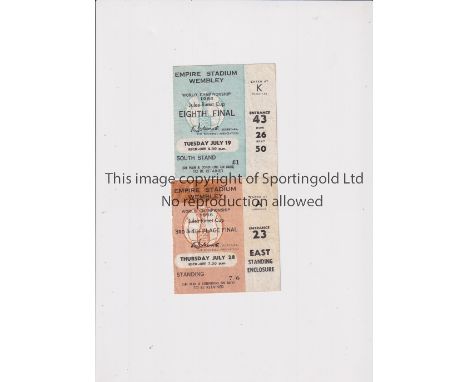 1966 WORLD CUP     Two tickets for matches at Wembley: seat ticket for Uruguay v Mexico 19/7/1966 and 3/4 Play-Off Portugal v