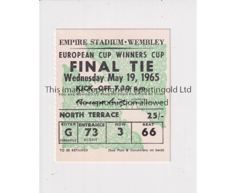 1965 ECWC FINAL     Seat ticket for West Ham United v TSV Munich 1860 at Wembley.      Very good